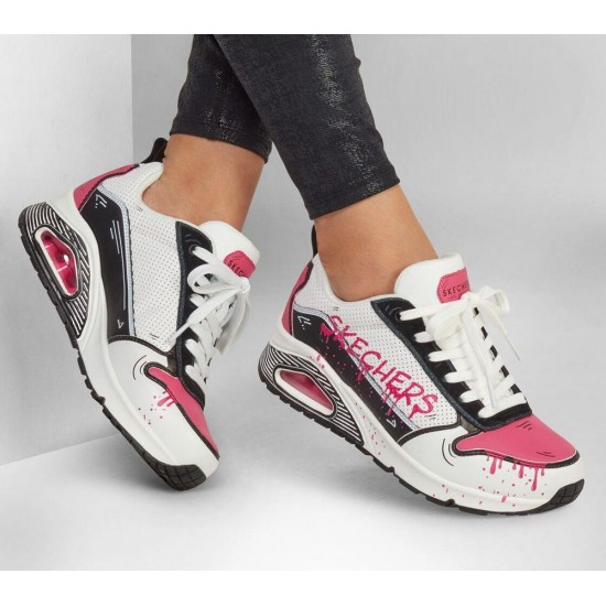 Skechers Uno Drip Dry White/Black/Pink Women