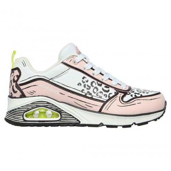 Skechers Uno Leopard Leaps White/Pink Women