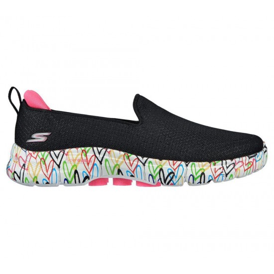 Skechers x JGoldcrown: GOwalk 6 Iconic Hearts Black/Multicolor Women